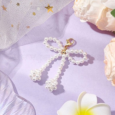 Подвеска в виде ракушки с бантом и бисером&nbsp;HJEW-TA00297-1