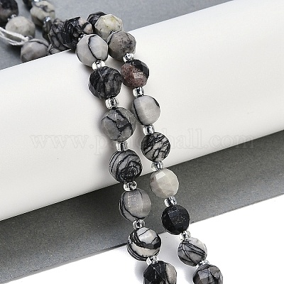 Бусины из натурального черного камня G-G182-B32-03-1
