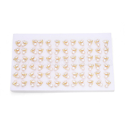 Серьги-гвоздики из натурального жемчуга из латуни PEAR-N020-06T-1