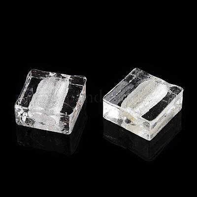 Бусины ручной работы бусины серебряной фольгой FOIL-S006-12x12mm-11-1