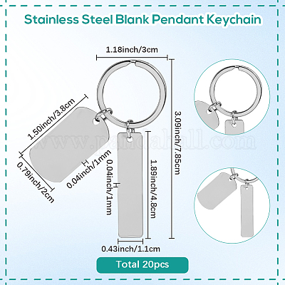 20 шт. 201 нержавеющая сталь заготовка брелок-подвеска KEYC-SC0001-62A-1