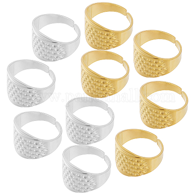 4 PCS Sewing Thimble Adjustable Finger Protector Ring Metal Copper Finger  Protector Sewing Quilting Craft Accessories DIY Sewing Tools