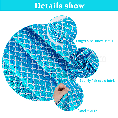 Tessuti in poliestere con motivo a squame di pesce&nbsp;DIY-WH0304-508C-1