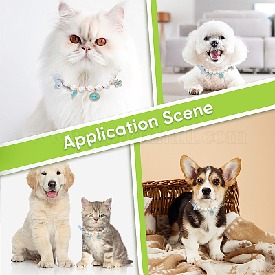 Регулируемые пластиковые искусственные жемчужины бусины ошейники для домашних животных ожерелья AJEW-WH20017-48B-01-1