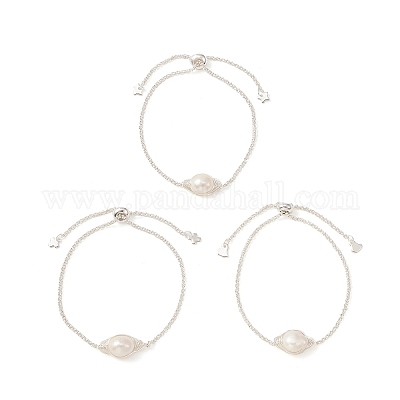 Браслет-слайдер из натурального жемчуга BJEW-JB09449-01-1