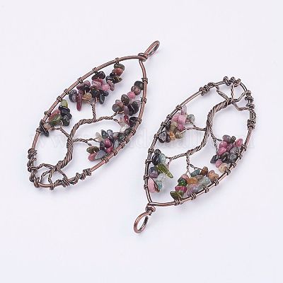 Натуральные подвески из турмалинной фишки G-E467-60M-1