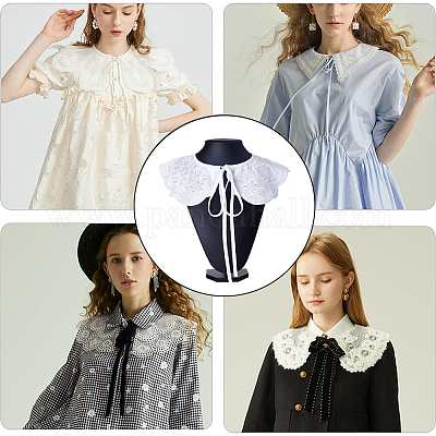 Съемные женские ложные воротники с вышивкой из полиэстера AJEW-WH0348-51-1