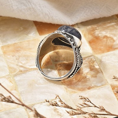 Регулируемые кольца из натурального содалита RJEW-I108-03AS-16-1