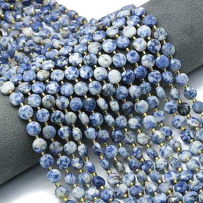 Натуральное синее пятно нитки из бисера яшмы&nbsp;G-C116-A73-02-1