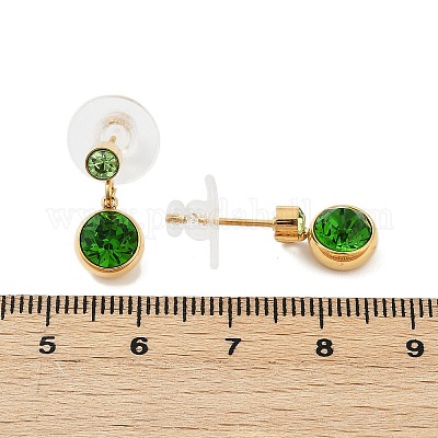 Серьги-гвоздики из нержавеющей стали 304 со стразами EJEW-G423-17G-03-1