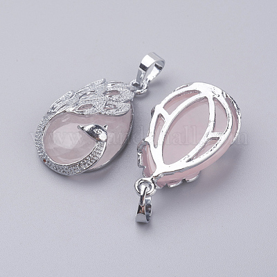 Природного розового кварца подвески X-G-E442-04X-1