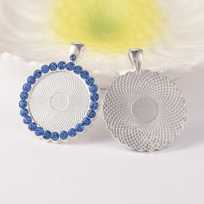 Плоские сеттинги кулон кабошон круглый сплав горный хрусталь ALRI-T351-04S-1