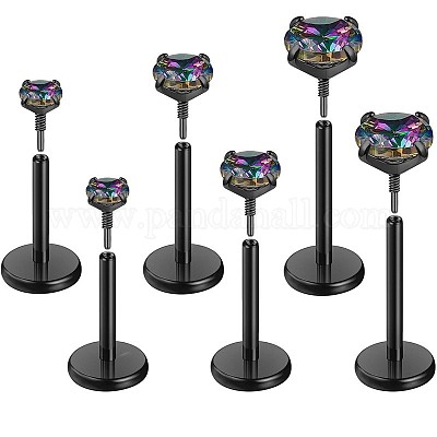 Плоские круглые лабреты из хирургической нержавеющей стали 316l с внутренней резьбой и цветными кубическими цирконами FS-WG7B90D-07-1