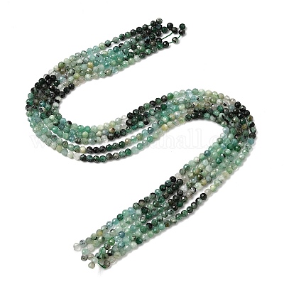 Натуральные изумрудные бисерные пряди G-Z106-A02-4mm-02-1