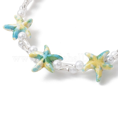 Браслеты из бисера из искусственной бирюзы и искусственного жемчуга BJEW-JB11850-1