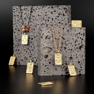 10шт 1 стиля латунные микропаве прозрачные кубические циркониевые подвески для карт Таро ZIRC-LS0001-01G-1