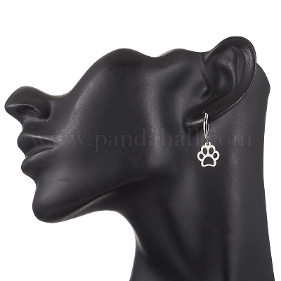 Серьги с застежкой-молнией из нержавеющей стали 304 с принтом лапы EJEW-JE06528-1