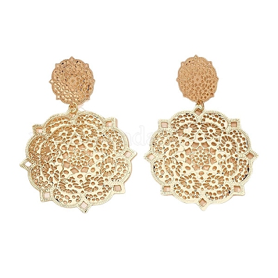 Серьги-гвоздики из сплава с цветочным узором FS-WGC548B-01-1