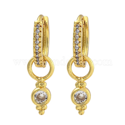 Серьги-кольца из латуни с паве из прозрачного кубического циркония для женщин EJEW-G410-45G-1