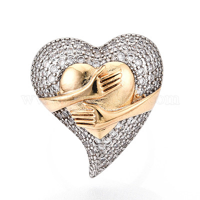 Латунные микропаве кубические цирконии регулируемые открытые манжеты кольца для женщин RJEW-N051-05GP-1