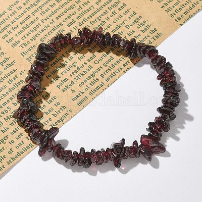 Чипсы натуральный гранат из бисера стрейч браслеты X-BJEW-JB01826-09-1