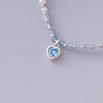 925 подвеска в форме сердца из стерлингового серебра со стразами синего цвета LR5640-1