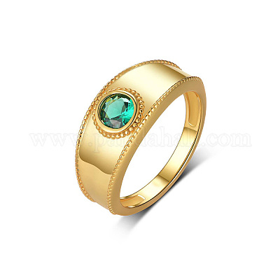 Кольца для пальцев с зелеными кубическими цирконами и паве из латуни YY7956-4-1
