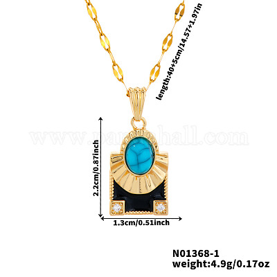 Латунные прозрачные кубические цирконии и черная эмаль прямоугольник с овальными подвесками ожерелья для повседневного ношения AY5004-1-1