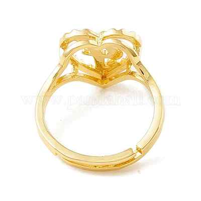 Настоящие 18-каратные позолоченные латунные регулируемые кольца с алфавитом RJEW-M139-18I-1