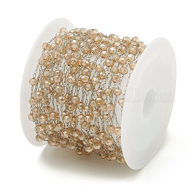 Стеклянные круглые цепочки из бисера CHS-B003-04G-1