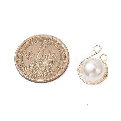 Подвески из медной проволоки с ракушками и жемчугом PALLOY-JF03607-01-1