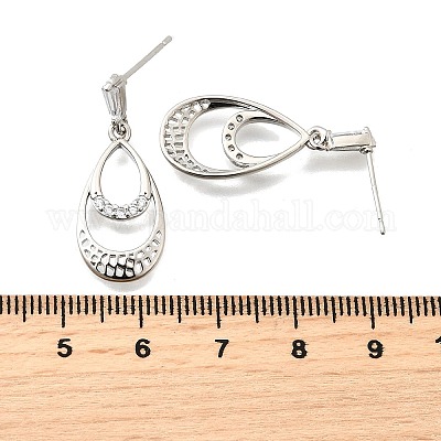 Серьги-гвоздики с цирконом из латуни EJEW-M103-10P-1