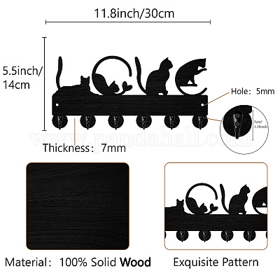 Настенные крючки-вешалки из черного дерева и железа DIY-WH0601-007-1