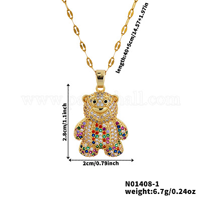 Милые латунные ожерелья с подвеской в виде медведя из микрофибры с кубическим цирконием для женщин LY6051-1-1