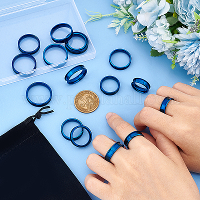 Кольцо из нержавеющей стали 201 с рифлением для женщин и мужчин RJEW-UN0002-51C-BU-1