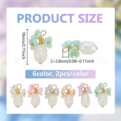 12 шт. подвеска из двухцветной смолы и натурального жемчуга PALLOY-PH01821-1