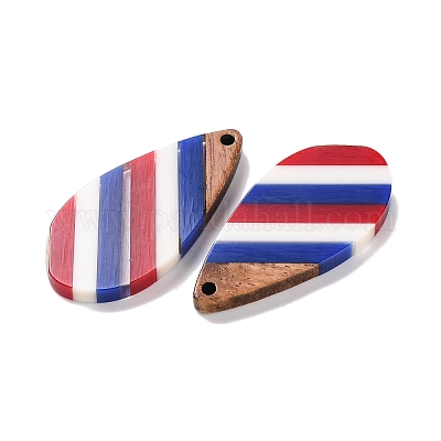 Подвески из непрозрачной полосатой смолы и орехового дерева в честь Дня независимости RESI-U010-02U-1