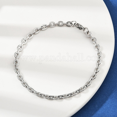 201 нержавеющая сталь кубинский стиль браслет чиан для мужчин BJEW-B138-06P-03-1