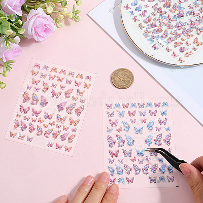 4 шт. 2 вида пластиковых наклеек для дизайна ногтей в виде бабочек&nbsp;MRMJ-CP0001-37-1