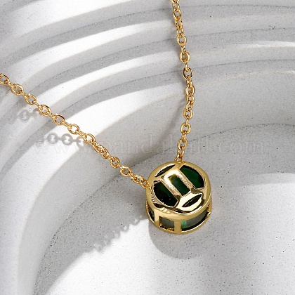 真鍮パヴェキュービックジルコニア誕生石星座ペンダントアズキチェーン