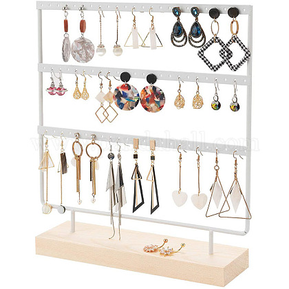 Espositore Per Orecchini 60/120 Fori - Organizer In Flanella A Forma Di L, 3 Colori (Grigio, Nero, Giallo) Per Vetrina E Casa