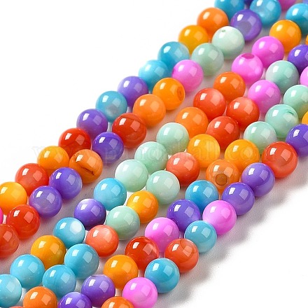 Chapelets de perles de coquille d'eau douce naturelle teinte SHEL-G014-05C-04-1