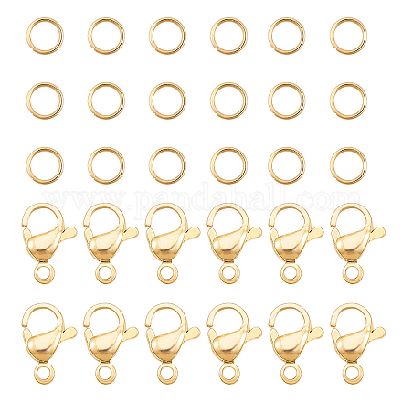 Pandahall 120 pièces 4mm 304 anneaux de saut en acier inoxydable avec 60 pièces fermoirs à griffes de homard pour boucle d'oreille bracelet collier pendentifs bijoux bricolage artisanat fabrication STAS-PH0019-45G-1