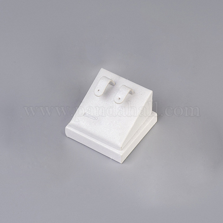 PUレザージュエリースタッドピアスディスプレイ  ボード付き  正方形  ホワイト  5.1x4.5x5.1cm ODIS-G014-03-1