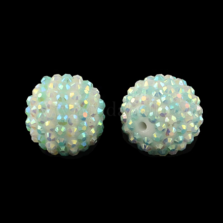 Perles rondes en strass en résine de couleur AB RESI-S313-32x34-03-1