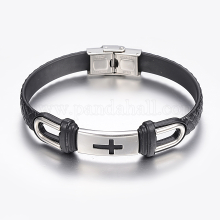 Bracelets cordon tressé en cuir PU BJEW-E324-C19-1