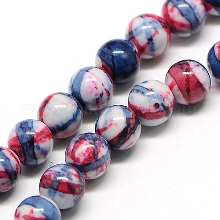 Dyed Round Synthetic Gemstone Ocean White Jade Beads Strands G-F085-8mm-01-1