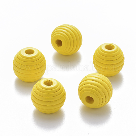 Painted Natural Wood Beehive European Beads WOOD-Q040-019A-A03-1