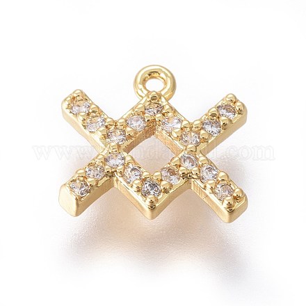 Golden Plated Brass Micro Pave Cubic Zirconia Charms ZIRC-L075-51B-1