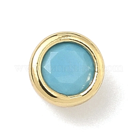 Плоские круглые латунные микропаве кабошоны из кубического циркония KK-P345-13G-A08-1